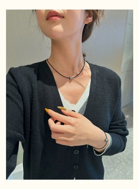 暗黑少女感黑尖晶石项链手链个性小众设计潮酷新款冷淡风中性