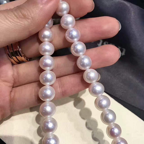 【兰溪珍珠】9~10mm正圆白色系天然淡水珍珠项链短款百搭送妈妈女 - 图1