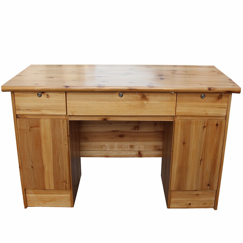 杉木带抽屉柜子办公桌中式原木色书桌办公台子实木家用单人写字台 - 图3