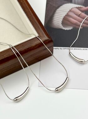 持恒S925通体纯银小茄子银管项链女小红书爆款高级轻奢小众锁骨链