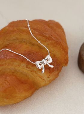 持恒S925纯银蝴蝶结项链女轻奢时尚简约锁骨链劲链2026新款日韩潮