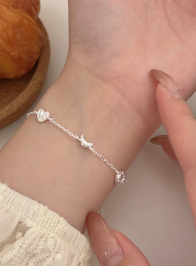 持恒S925纯银面包脑袋手链女韩国小众银饰女生配饰轻奢设计感手饰