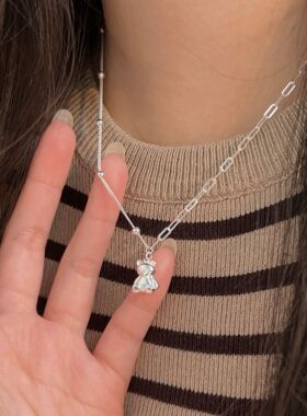 持恒S925纯银小熊项链女2026年新款潮轻奢简约设计百搭气质锁骨链