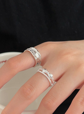 持恒S925纯银开口蝴蝶结戒指女2026女新款韩国百搭高级感复古指环