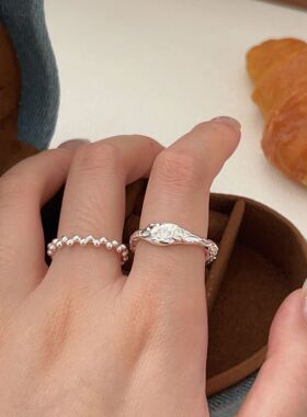 韩国韩版持恒S925纯银极简不规则戒指女小众轻奢时尚冷淡风指环潮