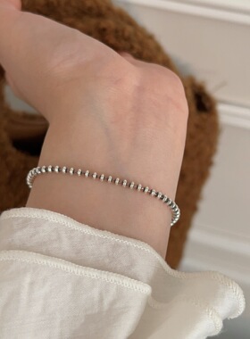 韩国韩版持恒S925纯银几何扁珠手链女小众轻奢简约冷淡风手饰百搭