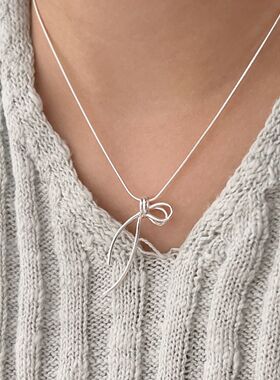 持恒S925纯银小众轻奢丝带蝴蝶结项链女韩国气质高级感轻奢锁骨链