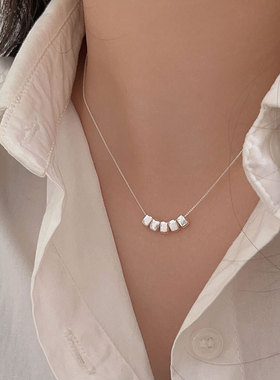 持恒s925纯银轻奢简约小方糖项链女韩国东大门夏季新款小众锁骨链