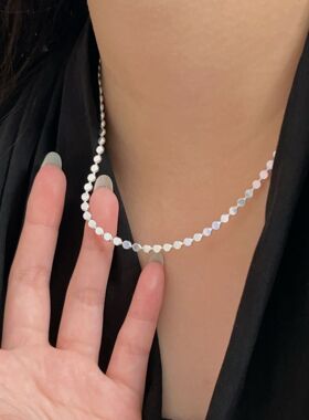 持恒S925纯银极简几何扁豆项链女简约时尚轻奢森系高级感锁骨链潮