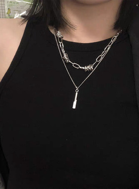 双层钛钢项链女夏甜美ins不掉色
