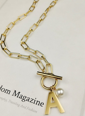 字母卫衣装饰钛钢链子女网红同款