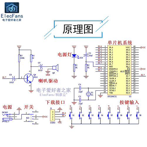 (散件)趣味电子琴套件组装音乐盒 STC89C52单片机入门PCB板小制作 - 图2