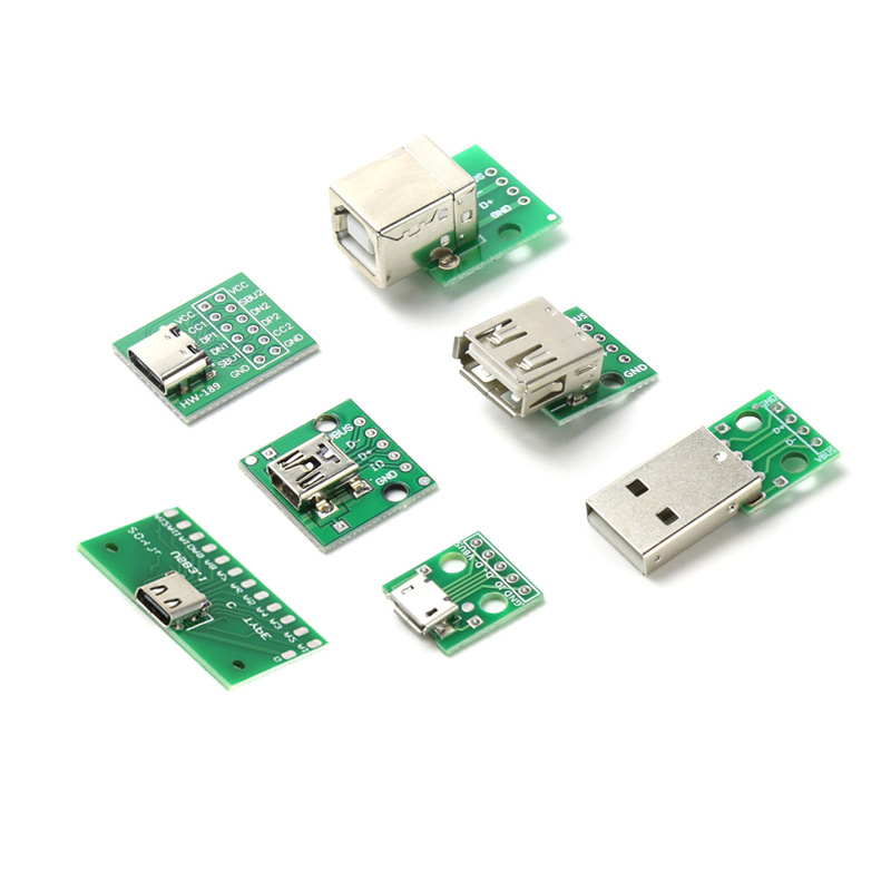 USB转接板Micro母座A型公头Mini转直插DIP-5P/4/12数据传输Type-C - 图3