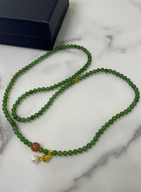 ZHAZHA卡4碧玉小米珠新款时尚简约百搭款项链女小众设计感手链 女