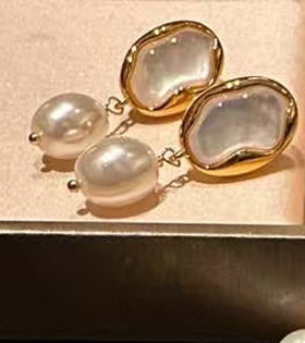 ZHAZHA韩国新款时尚简约百搭款淡水珍珠B白贝项链小众设计 锁骨链