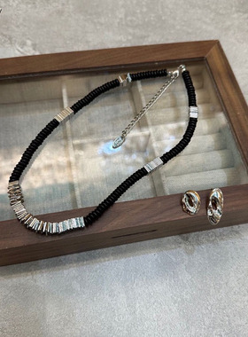 ZHAZHA韩国新款高级时髦个性小众黑金黑银色简约项链时尚百搭复古