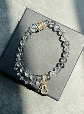 ZHAZHA韩国新款时尚简约百搭白色水晶卡八手链女高级感气质葫芦女