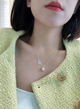 ZHAZHA韩国新款优雅时髦个性精致银质天然珍珠豆豆吊坠简约银项链