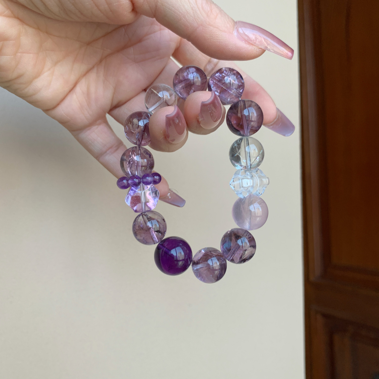 AimeeDesign 紫水晶白水晶粉水晶九紫离火天然水晶手串手链甜美风,淘宝优惠券,粉丝福利购,淘宝优惠卷