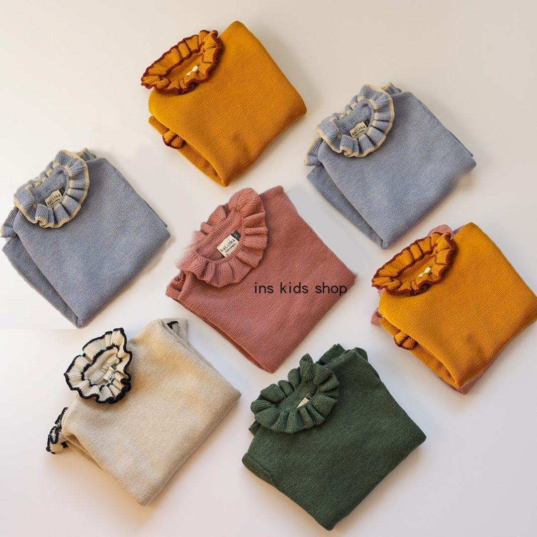 ins爆款Kalinka20冬款 女童打底长袖毛衣女宝宝木耳花边领针织衫,淘宝优惠券,粉丝福利购,淘宝优惠卷