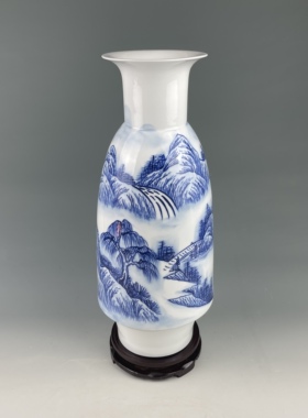 景德镇陶瓷器名人名作新中式手绘青花瓷瓶家居装饰工艺品客厅摆件