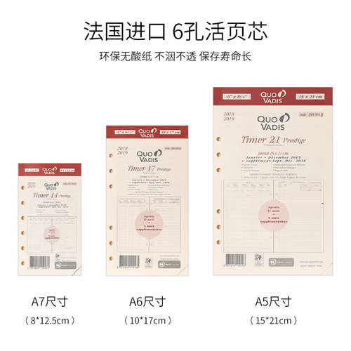 QuoVadis跨万时6孔活页内芯2020日程本计划本A7活页内芯非Gillio-图1