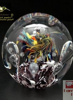 书架摆件书房水晶球蜂鸟琉璃纳福