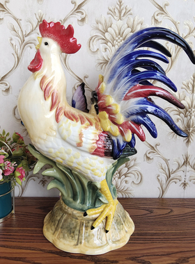 方亚品牌陶瓷大公鸡摆件客厅玄关装饰品乔迁新居招财镇宅新婚礼物