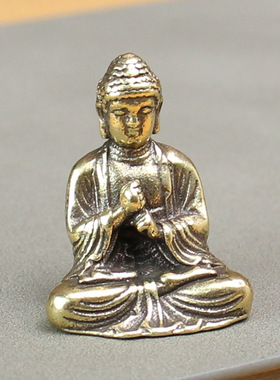 创意纯黄铜大日如来摆件黄铜小座佛办公室客厅汽车家居装饰品礼品