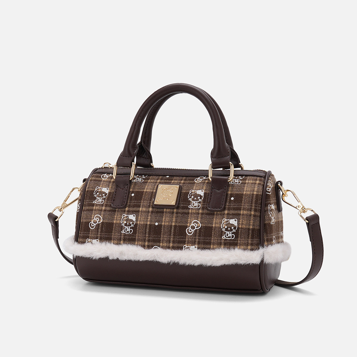 官方正品beamKitty2026新款棕色格子毛绒女包包波士顿手提斜跨包,淘宝优惠券,粉丝福利购,淘宝优惠卷