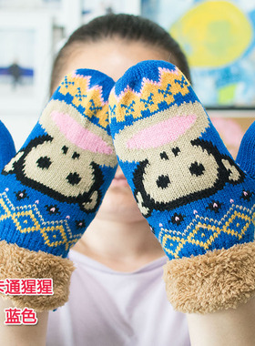 全指绒女韩版潮冬天爱心毛线手套