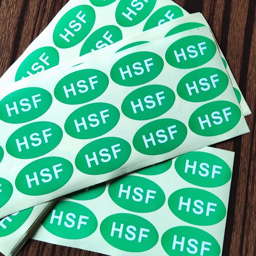 绿色HSF标签纸不干胶贴纸50x30mm椭圆环保通用HF无卤标识欧盟标准 - 图0