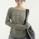 Large round neck Korean long-sleeved knitted sweater letters