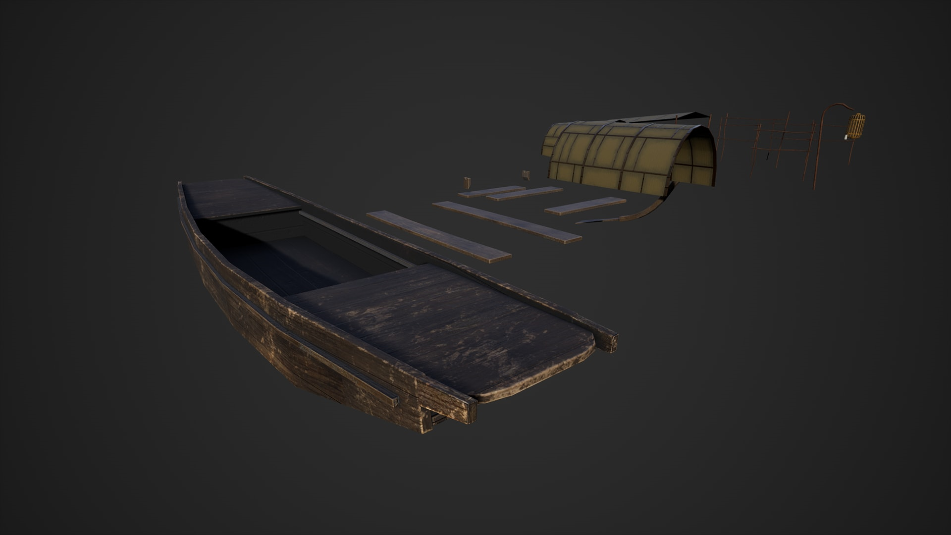 UE4虚幻5 ChineseWoodenBoat 可自定义中国木质乌篷船木船道具 - 图1