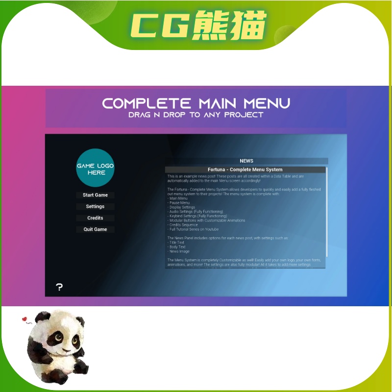 UE5虚幻5 Fortuna Ultimate Menu System 终极菜单系统蓝图 - 图0