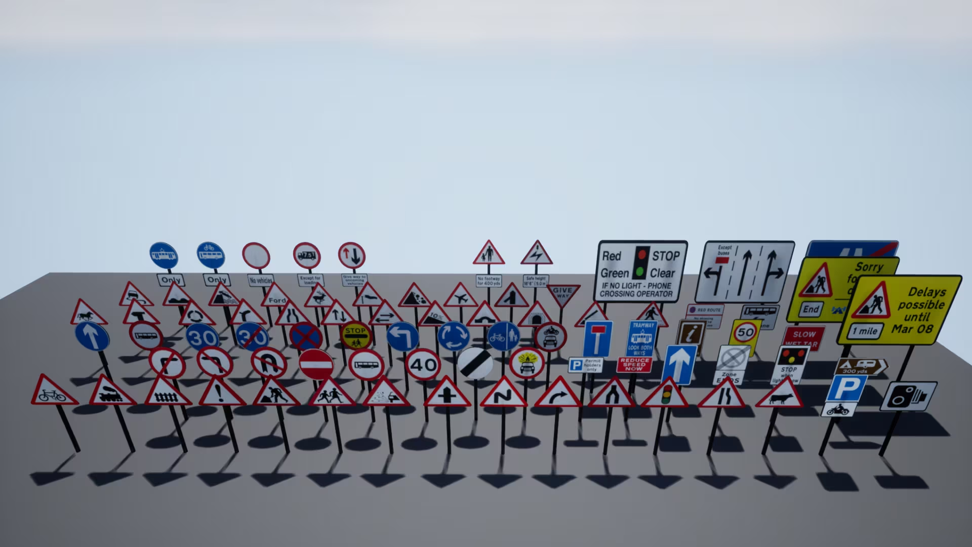 UE4虚幻4 UK Road Signs 英国道路路牌交通指路牌道具模型 - 图0