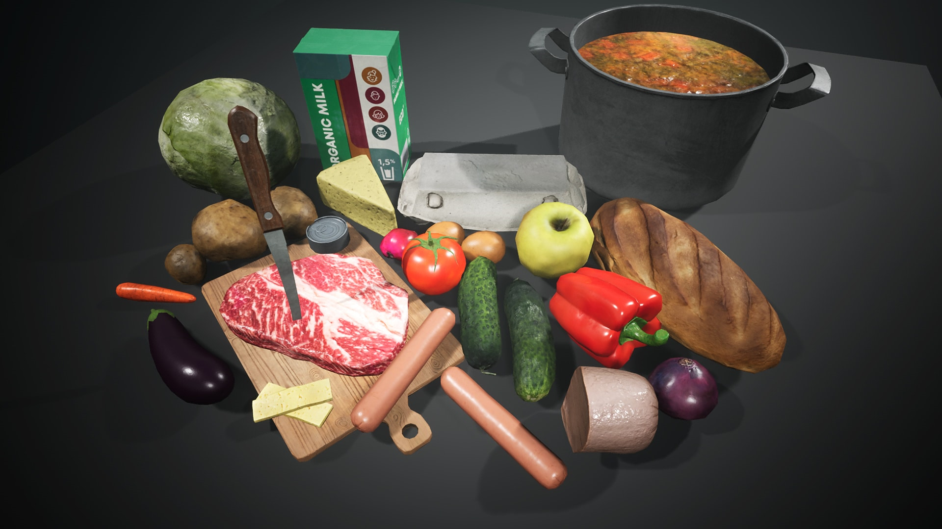 UE4虚幻5 Food Props Pack 各类厨房蔬菜水果肉类食物道具模型 - 图0