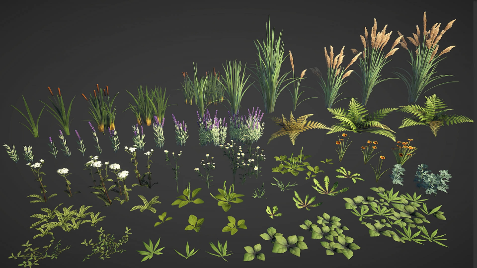 UE4虚幻5 Grass Field Pack 风格化草地植物花草模型道具 - 图2