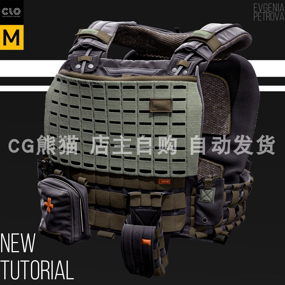 A站素材 Tutorial. Tactical vest. MD, Clo3d. Rus Eng Sub-图1