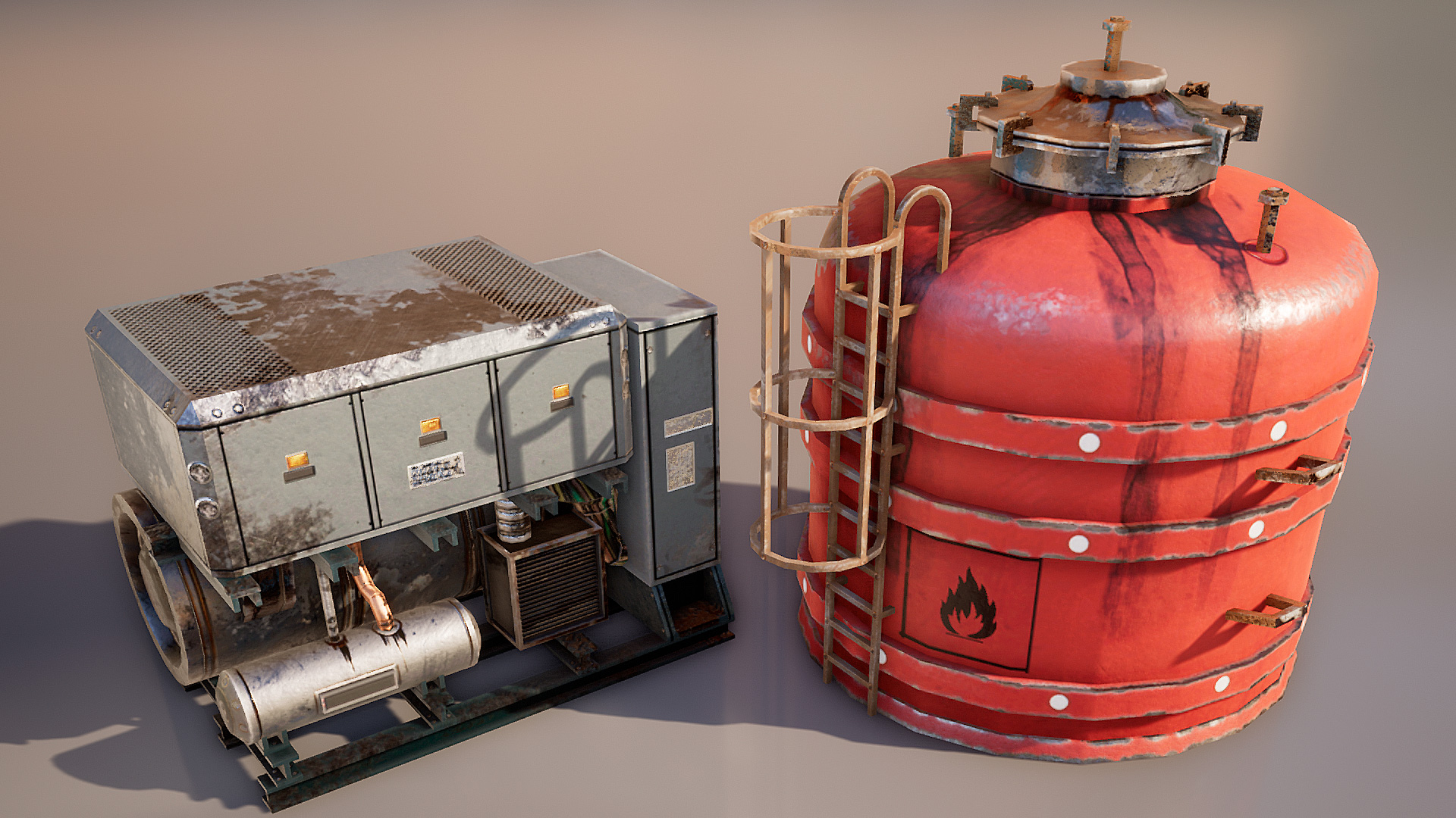 UE4虚幻5 Industrial Props Set 风格化工业水管铁罐道具合集 - 图0