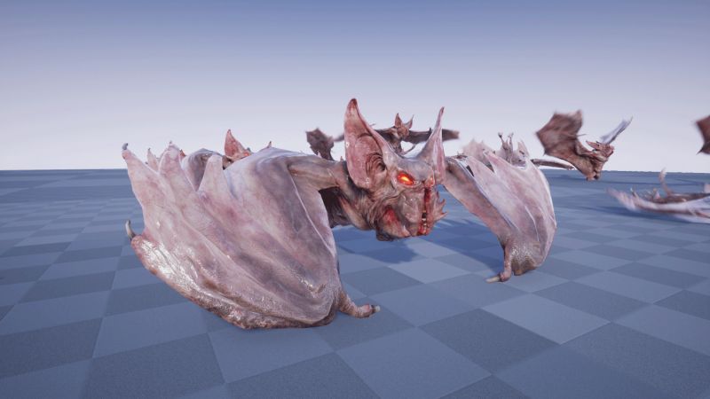 UE4虚幻5 DEMON BAT 邪恶飞行生物蝙蝠模型带动画 - 图0