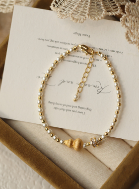 新中式古法拉丝金葫芦珍珠手链女