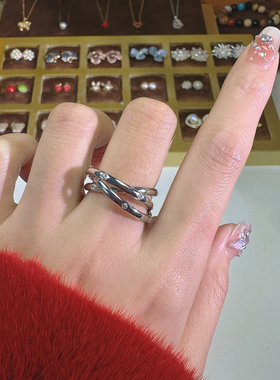 小众轻奢三环多层戒指女高级感