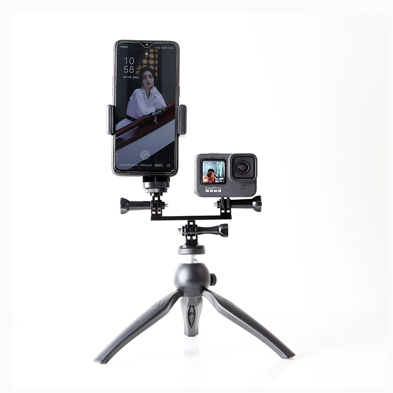 GoPro双头双机位支架铝合金hero13/12/11/9/8/76双头连接装载支架 - 图0