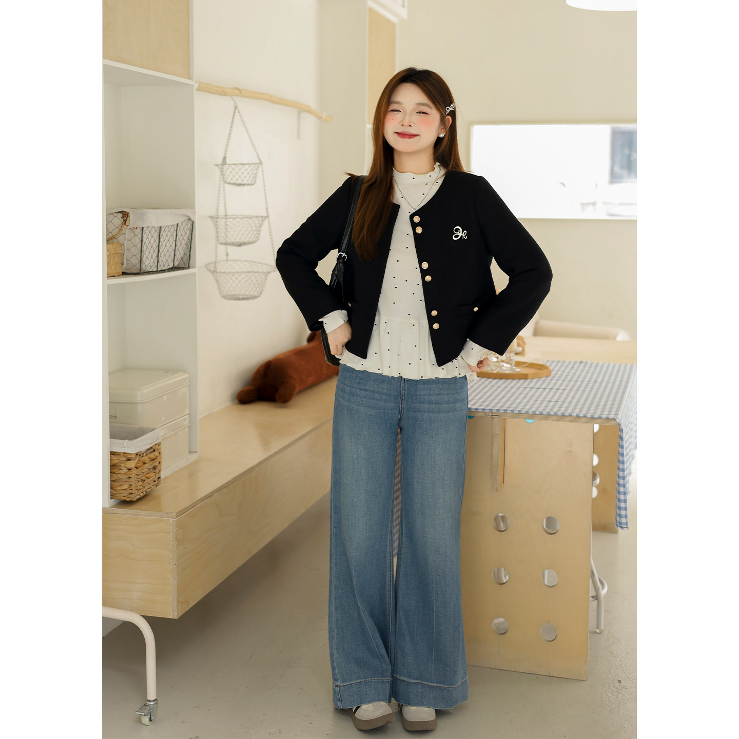 大码百分百女装微胖mm秋冬波点印花半高领波边打底衫内搭T恤,淘宝优惠券,粉丝福利购,淘宝优惠卷