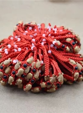 100条天然桃核手链宝宝婴儿手工平结编织桃蓝红绳儿童母婴店手绳