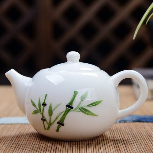 德化白瓷陶瓷功夫茶具茶壶小号单壶山水青花瓷泡茶壶LOGO订制促销 - 图0