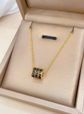 【通体钛钢】黑色小蛮腰气质个性极简风炉内真金女ins锁骨项链