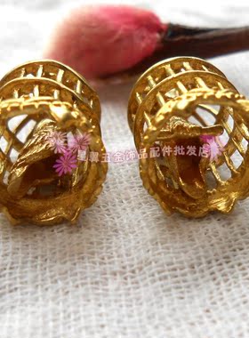 手作diy首饰配件批发 纯铜鸟笼吊坠子项坠手机美容小挂件饰品材料