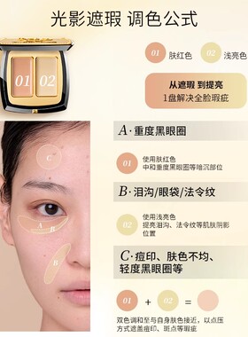 双色遮瑕膏遮盖黑眼圈泪沟法令纹